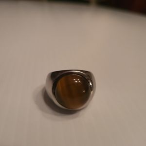 Chisel Large 20mm Stainless Steel Tiger's Eye Tapered Ring